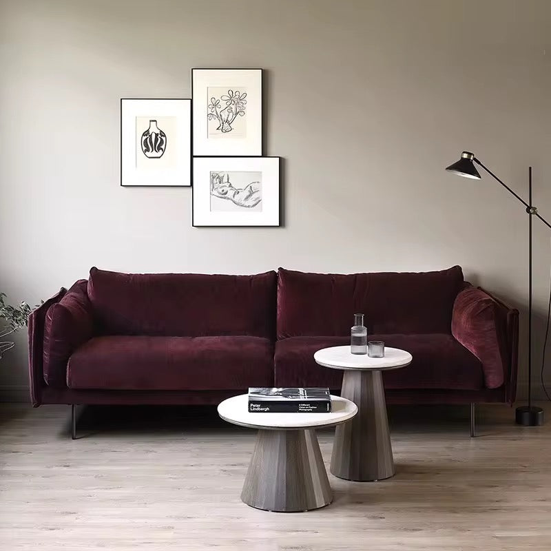 « Galet » Canapé Modulaire en Velours Côtelé Gris - Confort Premium