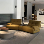 Canapé Capitonné "Empreinte" - Velours de Laine Vert Olive