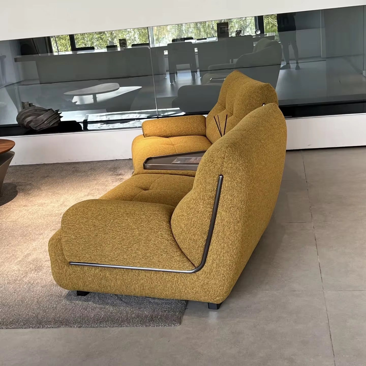 Canapé Capitonné "Empreinte" - Velours de Laine Vert Olive