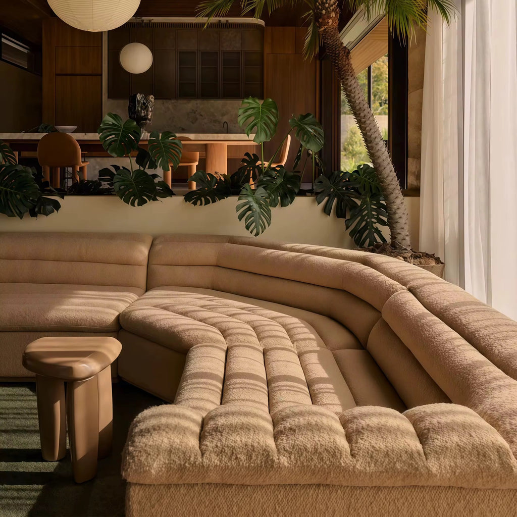 Canapé d'Angle XXL en "U" Chocolat - Design Organique Panoramique - Maison du Sofa